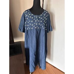 National Denim Babydoll Dress | Embroidered Cottagecore vintage inspired Size XL
